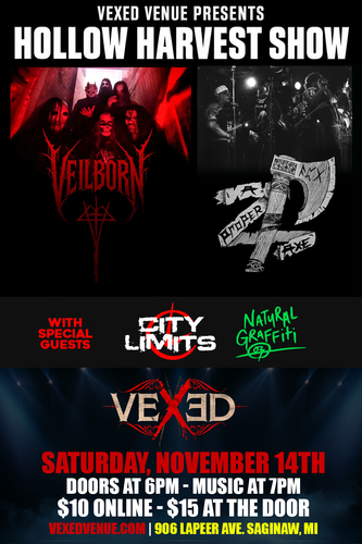 Veilborn, A proper Axe, City Limits and Natural Graffiti poster